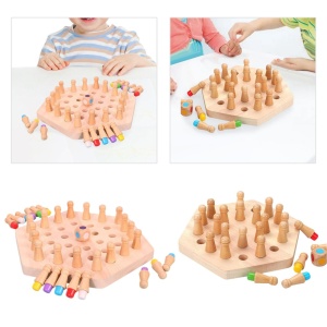 Joc de memorie Hexagonal Memory Chess, cu 24 pini, din lemn - Img 7