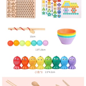 Joc Montessori 5 in 1 Logarithmic Plate Beads, din lemn - Img 7