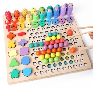 Joc Montessori 5 in 1 Logarithmic Plate Beads, din lemn - Img 11
