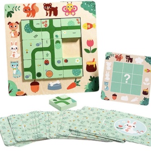 Joc Montessori de logica de tip Puzzle Gaseste Poteca, din lemn - Img 1