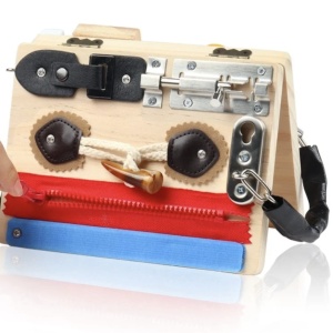 Joc Montessori Placa Busy Board cu 10 Activități, Fold, din lemn - Img 2