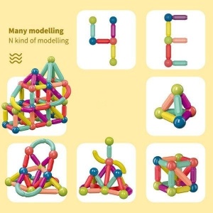 Joc STEM de constructii, 46 piese Magnetic Sticks - Img 7