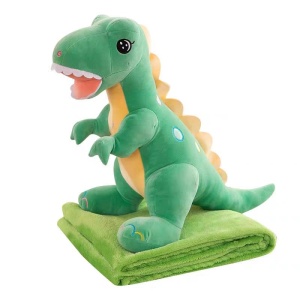 Jucarie de plus si perna cu patura inclusa, Dinozaurul verde - Img 4