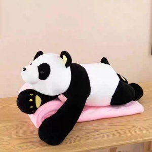 Jucarie de plus si perna cu patura roz inclusa, Panda - Img 2