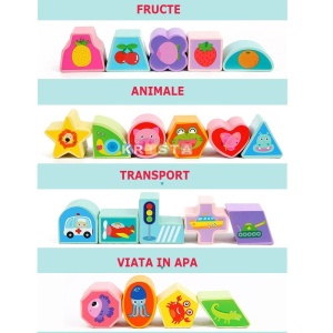 Jucarie Montessori Cub 5 in 1, cu fatete sortatoare de forme si circuit cu bile - Img 8