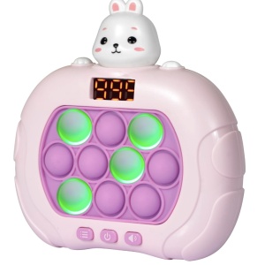 Jucarie senzoriala inteligenta Pop It cu lumini - Consola Interactiva cu display Iepurasul roz - Img 1