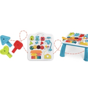 Masuta interactiva bebelusi 10 in 1, Busy Board cu lumini si sunete si panou detasabil - Img 5