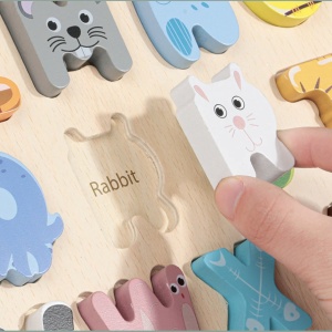 Puzzle incastru 3D alfabetul cu litere mari si imagini animale - Img 6