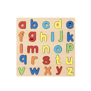 Puzzle incastru 3D litere mici, din lemn, 20x20 cm - Img 1