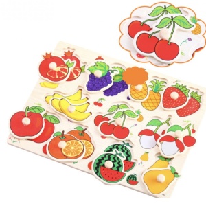 Puzzle Incastru Din Lemn Cu Fructe Cu Buton Si Imagini - Img 3