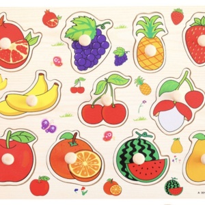 Puzzle Incastru Din Lemn Cu Fructe Cu Buton Si Imagini - Img 5