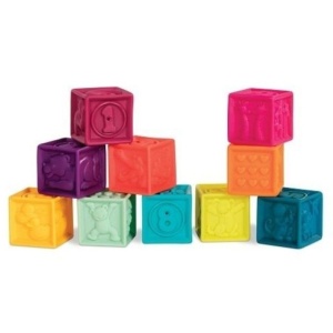 Set 10 cuburi plastic moale pentru bebelusi, cu texturi si cifre - Img 2