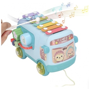 Autobuz interactiv cu xilofon, sortator si jucarii detasabile, bleu - Img 5