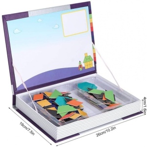 Carte cu 30 Puzzle Magnetic Tangram, 140 piese - Img 7