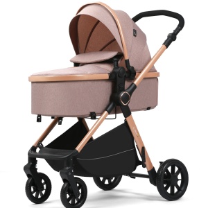 Carucior 2 in 1, F7 Crem, reversibil, pliabil compact, suspensii duble - Img 2