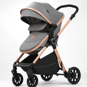Carucior 2 in 1, F7 Gri, reversibil, pliabil compact, suspensii duble - Img 5