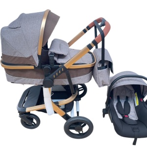 Carucior 3 in 1cu maner reversibil, transformabil landou-sport si scoica, 517 Crem - Img 1