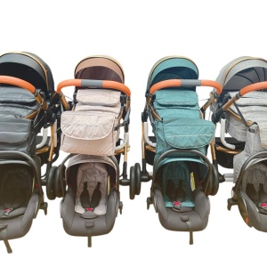 Carucior 3 in 1cu maner reversibil, transformabil landou-sport si scoica, 517 Crem - Img 8
