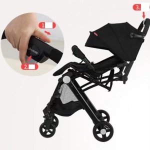 Carucior sport copii, pliere compacta pentru avion, cu sistem troller, C8 negru - Img 7