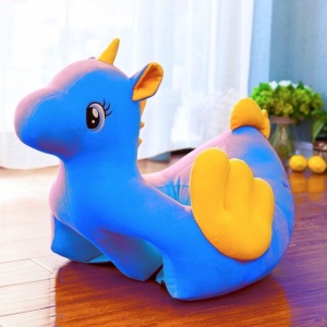 Fotoliu pentru bebe din plus cu spatar si suport de picioare - Unicorn Albastru - Img 1