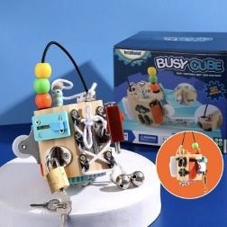Joc Cub Busy Board cu 14 activitati, multifunctional, din lemn - Img 10