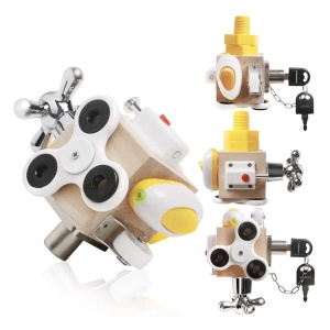 Joc Cub Busy Board cu chei si spinner, multifunctional, 7 in 1 tine-l ocupat - Img 1