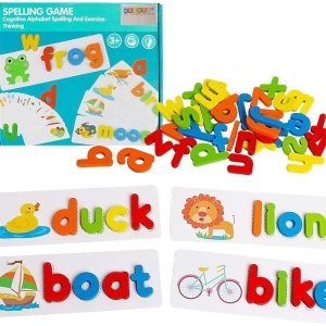 Joc din lemn Frog, Invata alfabetul si limba engleza, 80 piese - Img 1