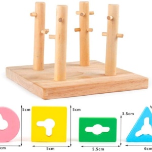 Joc Montessori de indemanare cu 4 Coloane Sortatoare De Forme, Din Lemn - Img 5