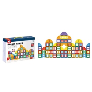 Joc STEM de constructie Magnet Blocks, cu 100 piese magnetice - Img 1