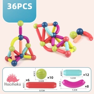 Joc STEM de constructii, 36 piese Magnetic Sticks - Img 14