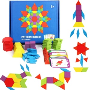 Joc Tangram cu 155 piese, din lemn - Img 1