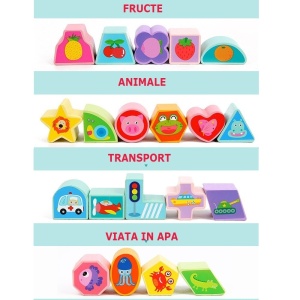 Jucarie Montessori Cub 5 in 1, cu fatete sortatoare de forme si circuit cu bile - Img 10