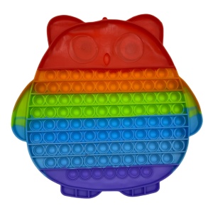 Jucarie POP IT!, GIGANT antistres, din silicon, BUFNITA cu ochi Rainbow, 29 cm - Img 3