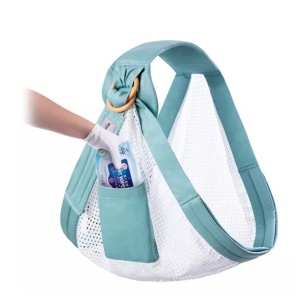 Marsupiu wrap, sling cu inele, pentru bebelusi, vernil plasa - Img 2