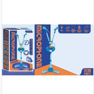 Microfon dublu cu stativ si suport, albastru - Img 3