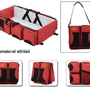 Patut portabil si geanta multifunctionala pentru accesoriile bebelusilor, rosu - Img 5