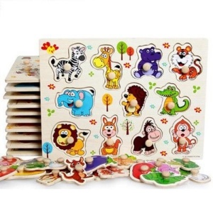 Puzzle Incastru Din Lemn Cu Animale Salbatice Baby - Img 1