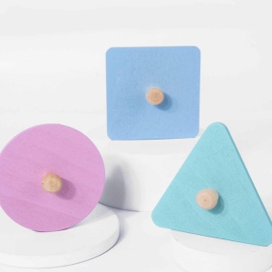 Puzzle incastru magnetic de mari dimensiuni, cu 3 Forme geometrice pastel - Img 3