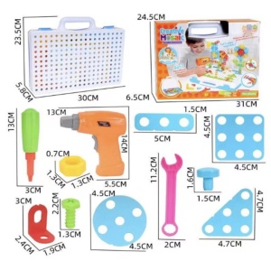 Set constructie copii cu 237 piese si bormasina cu baterii - Img 11