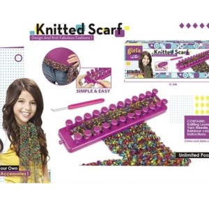 Set creatie de tricotat, cu aparat gherghef cu 2 randuri, esarfa multicolora - Img 2