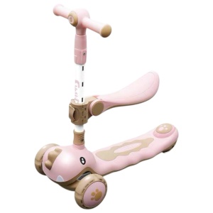 Trotineta 6 in 1, TR36 Dinozaurul Roz, cu maner de impins si bare de protectie 2-12 ani - Img 2