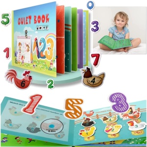 Carte cu activitati educative, Quiet Book 123, Invata Cifrele - Img 4