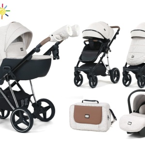 Carucior 3 in 1, G9 Luxury Alb, reversibil, cu suspensii - Img 1