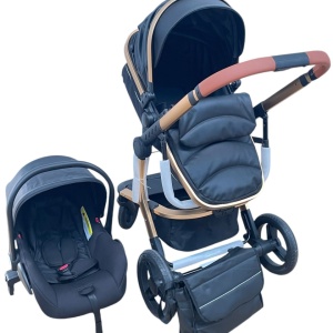 Carucior 3 in 1cu maner reversibil, transformabil landou-sport si scoica, 517 Negru - Img 2