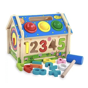 Casuta Multifunctionala 6 in 1 cu sortator de forme si bile, din lemn - Img 2