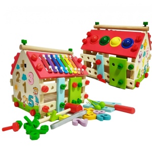 Casuta Multifunctionala Din Lemn 6 in 1 Color - Img 3