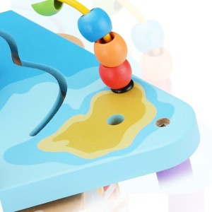 Centru cu activitati multiple Montessori, rotativ, Ocean life, 38x26x23 cm, din lemn - Img 4