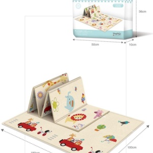 Covor bebe pliabil, gros, termoizolant, cu 2 fete, Jungla si Masini, 180x100 cm, D20 - Img 4