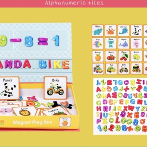Cutie rosie cu 80 piese Puzzle magnetic Alfanumeric - Img 2