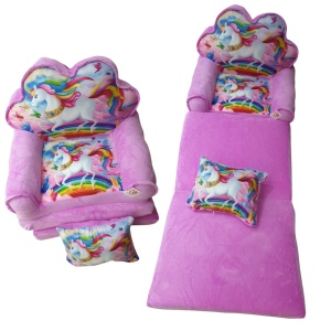 Fotoliu si perna Unicornul Curcubeu, cu 3 placi, Extensibil la 115 cm - Img 1